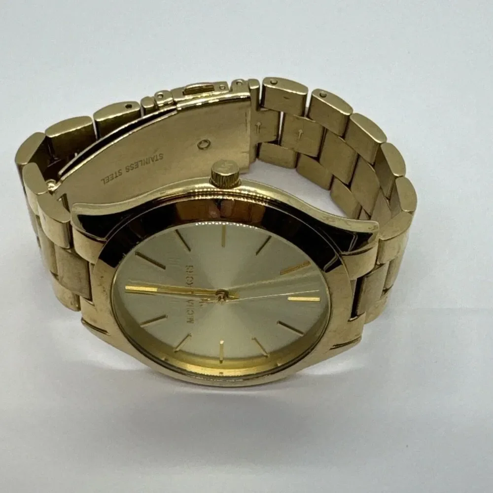 Michael Kors Slim Runway MK3179 Women's Gold Tone Analog Dial Wrist Watch JNA285